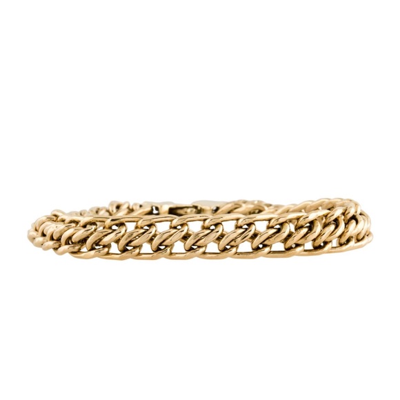 14k unisex yellow gold fancy link bracelet - Picture 2 of 6